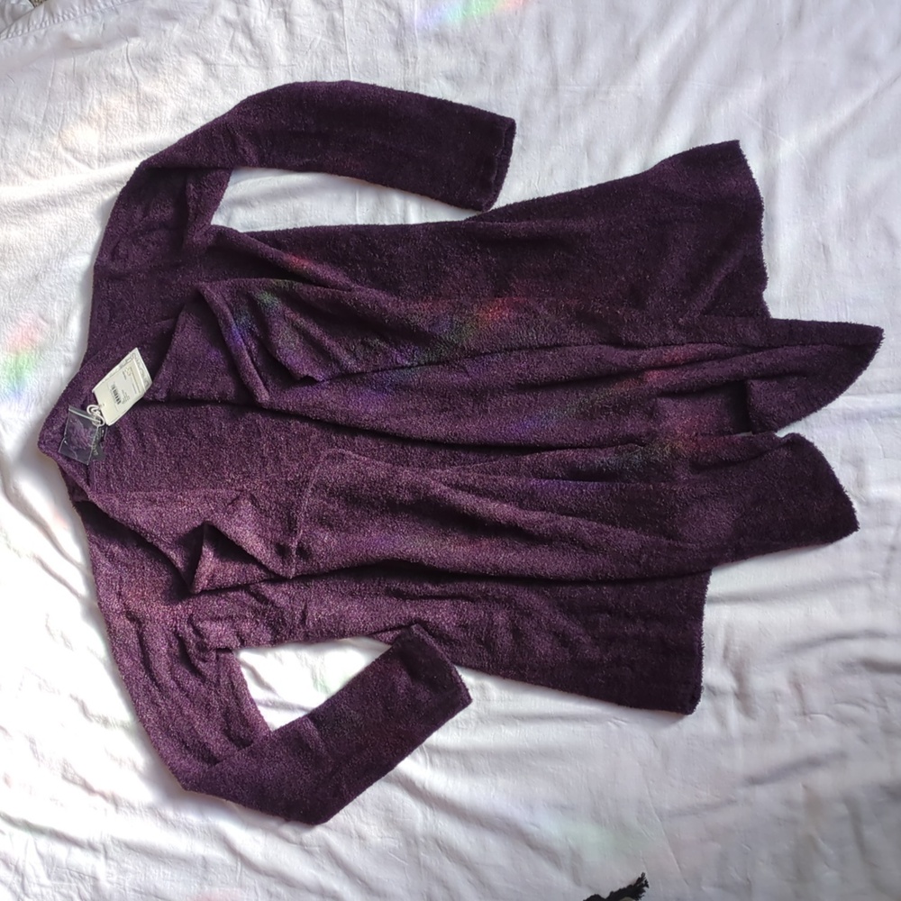 Barefoot Dreams Bamboo Chic Lite Purple Calypso Wrap Cardigan Sweater S/M✨ NEW! - Picture 5 of 16